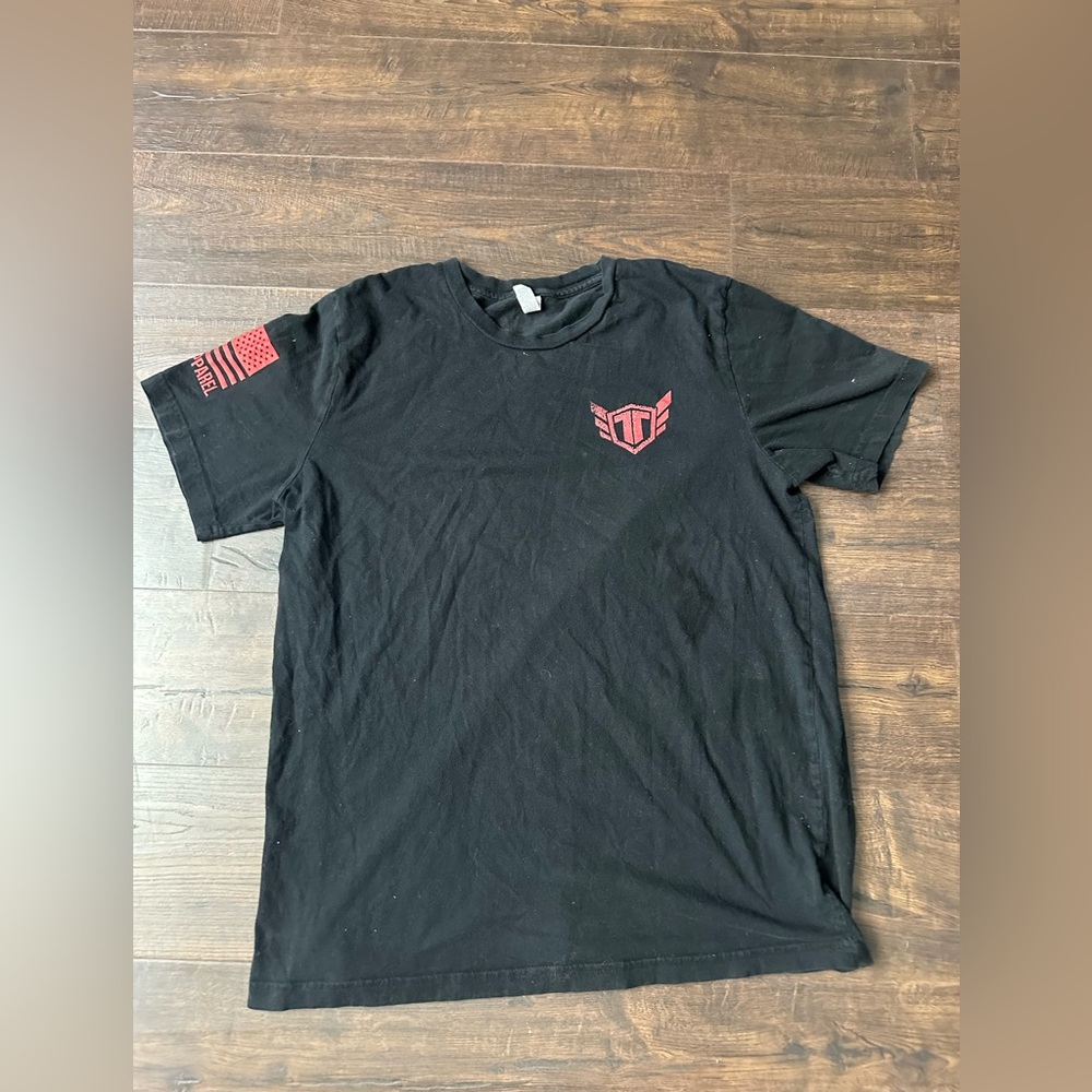 Bella Canvas Black Tee with Red Emblem #b43